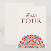 Whimsical Ivory Floral Border Wedding Table Number Einladung (Vorne/Hinten)