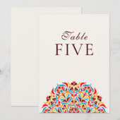 Whimsical Ivory Floral Border Wedding Table Number Einladung (Vorne/Hinten)