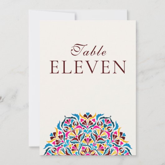 Whimsical Ivory Floral Border Wedding Table Number Einladung (Vorderseite)