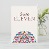 Whimsical Ivory Floral Border Wedding Table Number Einladung (Stehend Vorderseite)