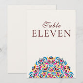 Whimsical Ivory Floral Border Wedding Table Number Einladung (Vorne/Hinten)