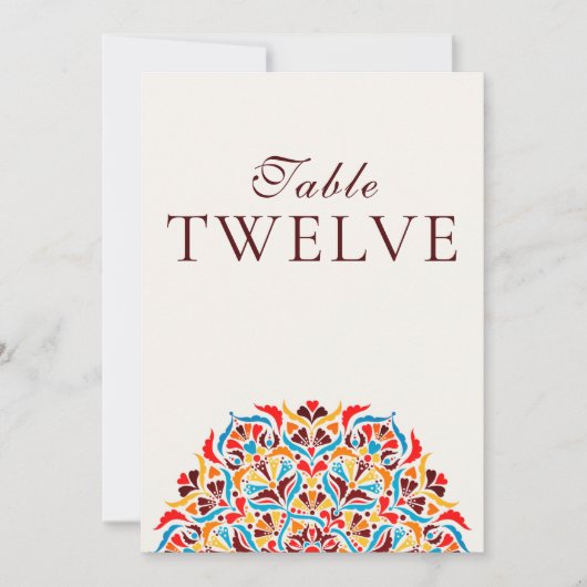 Whimsical Ivory Floral Border Wedding Table Number Einladung (Vorderseite)