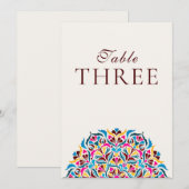 Whimsical Ivory Floral Border Wedding Table Number Einladung (Vorne/Hinten)