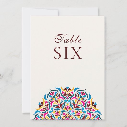 Whimsical Ivory Floral Border Wedding Table Number Einladung (Vorderseite)