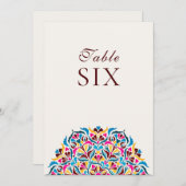 Whimsical Ivory Floral Border Wedding Table Number Einladung (Vorne/Hinten)