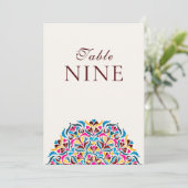 Whimsical Ivory Floral Border Wedding Table Number Einladung (Stehend Vorderseite)