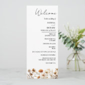 Whimsical Ivory Wildblume Wedding Program Card Einladung (Stehend Vorderseite)