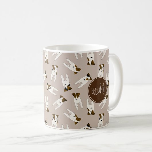 Whimsical Jack Russell Terriers Muster JEDE Farbe Kaffeetasse (VorderseiteRechts)