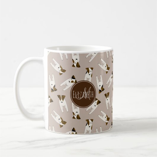 Whimsical Jack Russell Terriers Muster JEDE Farbe Kaffeetasse (Links)