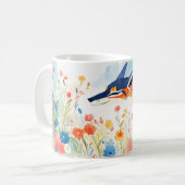 Whimsical Jackal im blühenden Blumengarten Kaffeetasse (Vorderseite Links)