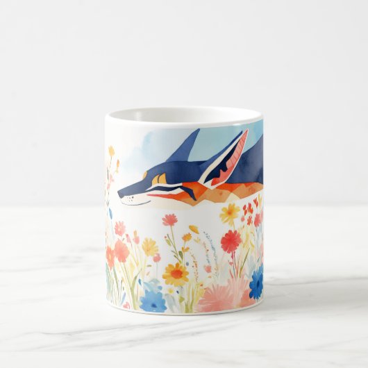 Whimsical Jackal im blühenden Blumengarten Kaffeetasse (Mittel)