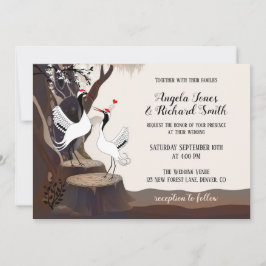 Whimsical Japanese Cranes Wedding Einladung