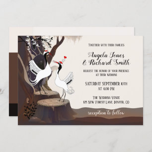 Whimsical Japanese Cranes Wedding Einladung