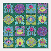 Whimsical Jewel Tones Hand gezeichnet Boho Dark Gr Tapete (Vorderseite)