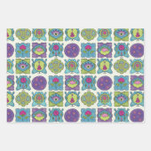 Whimsical Jewel Tones Handgezeichnete Boho Frames Geschenkpapier Set (Vorderseite)