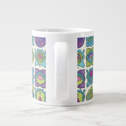 Whimsical Jewel Tones Handgezeichnete Boho Frames Jumbo-Tasse (Rückseite)