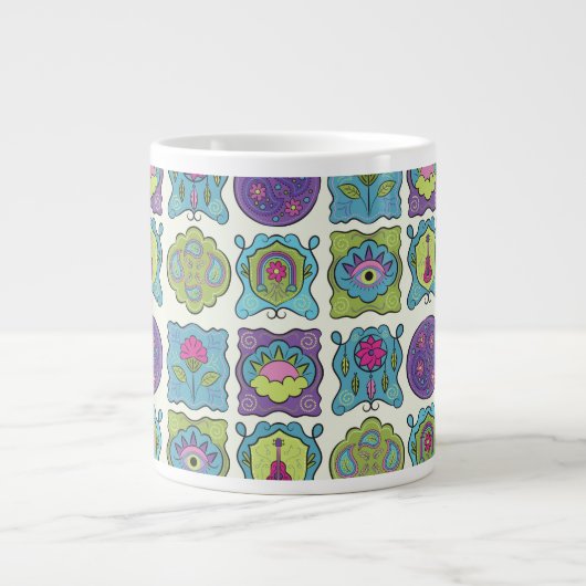 Whimsical Jewel Tones Handgezeichnete Boho Frames Jumbo-Tasse (Vorderseite)