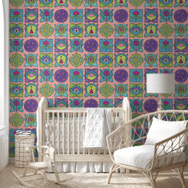 Whimsical Jewel Tones Handgezeichneter Boho Peach Tapete