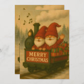 Whimsical Jolly Gnomes Musical Express Feiertagskarte (Vorne/Hinten)
