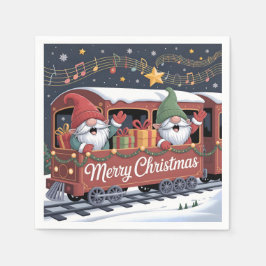 Whimsical Jolly Gnomes Musical Express Serviette