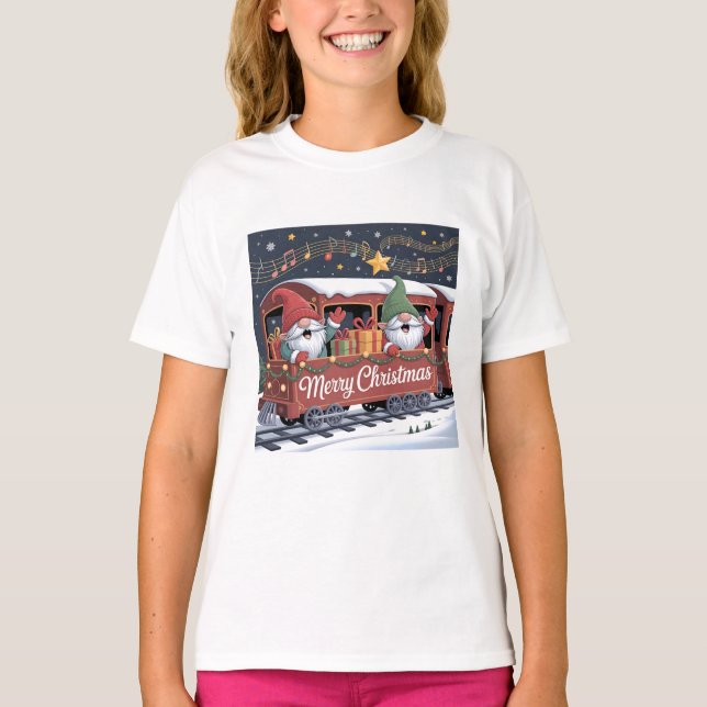 Whimsical Jolly Gnomes Musical Express T-Shirt (Vorderseite)