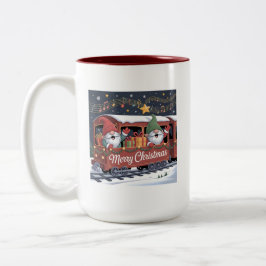 Whimsical Jolly Gnomes Musical Express Zweifarbige Tasse