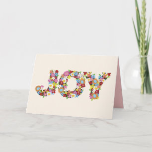 Whimsical JOY Colorful Spring Flowers Garden Feiertagskarte