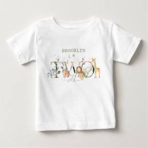 Whimsical Jungle Animals 2. Geburtstag Baby T-shirt