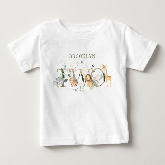 Whimsical Jungle Animals 2. Geburtstag Baby T-shirt (Vorderseite)