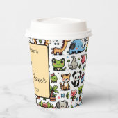 Whimsical Jungle Pixel Animals Baby Dusche - Paste Pappbecher (Links)