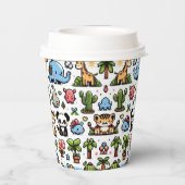 Whimsical Jungle Pixel Animals Baby Dusche - Paste Pappbecher (Rückseite)