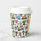 Whimsical Jungle Pixel Animals Baby Dusche - Paste Pappbecher (Rechts)