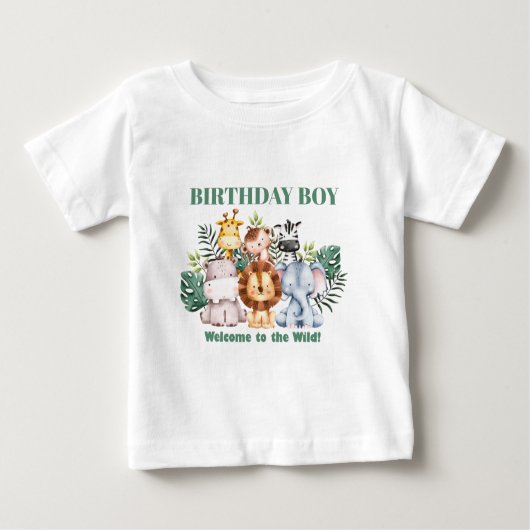Whimsical Jungle Safari Animal Birthday Baby T-shirt (Vorderseite)