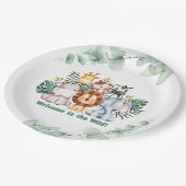 Whimsical Jungle Safari Animal Birthday Invitation Pappteller (Schrägansicht)