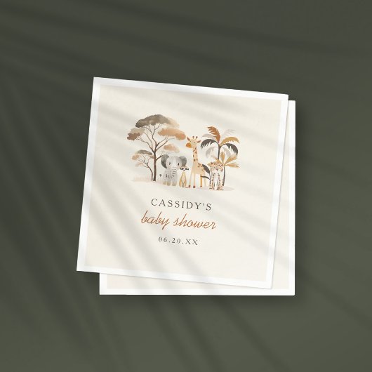 Whimsical Jungle Safari Animals Boy Baby Dusche Serviette