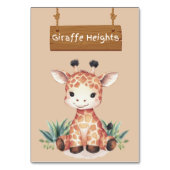 Whimsical Jungle Safari Giraffe Tafelschild Tischnummer (Rückseite)