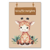 Whimsical Jungle Safari Giraffe Tafelschild Tischnummer (Vorderseite)