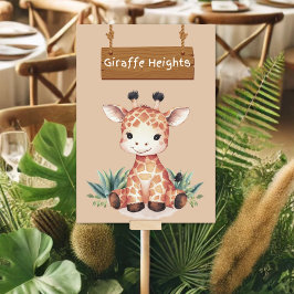 Whimsical Jungle Safari Giraffe Tafelschild Tischnummer