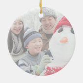 Whimsical Kalligraphie verblasste Foto Frohe Weihn Keramik Ornament (Hinten)