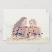 Whimsical Kalligraphie verblasste Foto Matron der  Einladung (Vorderseite)