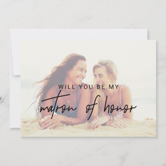 Whimsical Kalligraphie verblasste Foto Matron der Einladung (Vorderseite)
