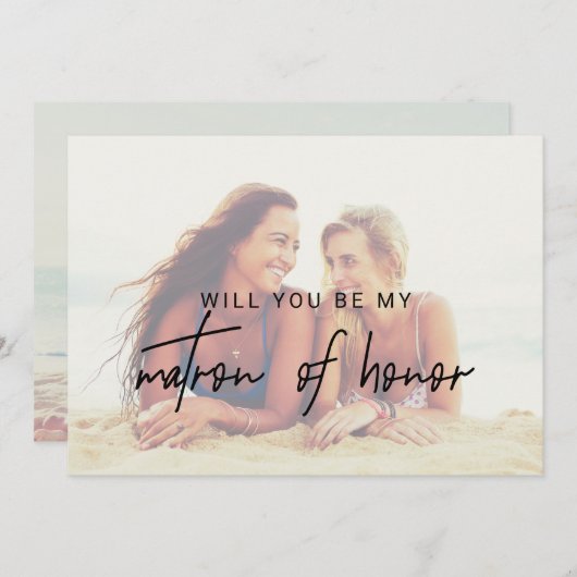 Whimsical Kalligraphie verblasste Foto Matron der  Einladung (Vorne/Hinten)