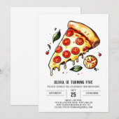 Whimsical Käse Pizza Geburtstag Einladung (Vorne/Hinten)