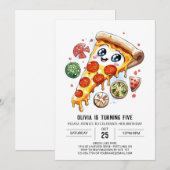 Whimsical Käse Pizza Geburtstag Einladung (Vorne/Hinten)