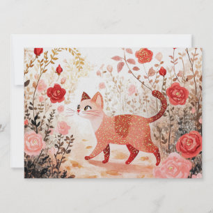 Whimsical & Katze in einem Rosengarten Feiertagskarte