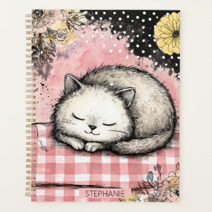 Whimsical Katzen Floral Wasserfarben Kunst Planer