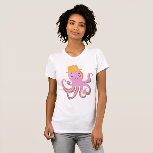 Whimsical Kawaii Cartoon Style Dance Octopus Art T-Shirt (Vorne ganz)