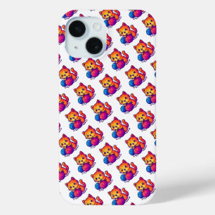 Whimsical Kawaii Cat Knitting Szene mit Oversified Case-Mate iPhone Hülle