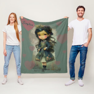 Whimsical Kawaii Fairy Tale Girl Fleecedecke