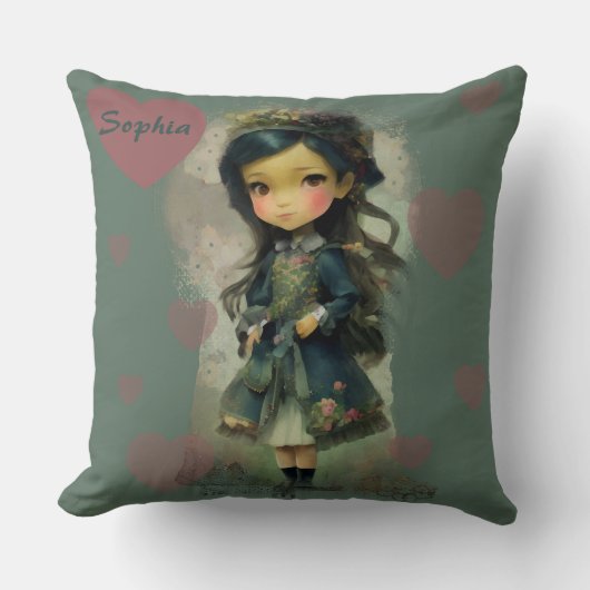 Whimsical Kawaii Fairy Tale Girl Kissen (Vorderseite)